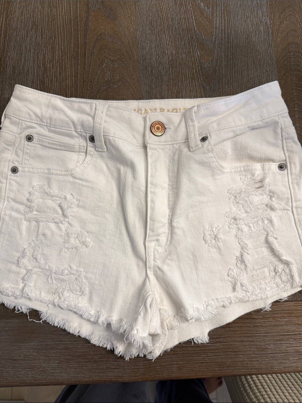American Eagle Outfitters White Distressed Denim Cutoff Shorts